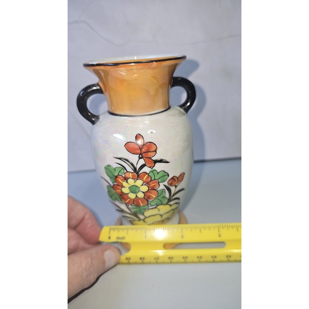Vintage Japanese Lusterware Ceramic Bud Vase Flowers With Black Handles... - Picture 5 of 7